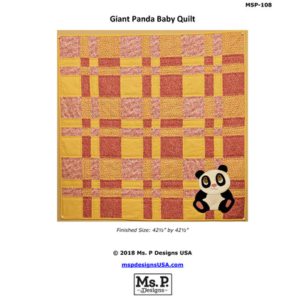 Giant Panda Baby Quilt MSP-108e - Downloadable Pattern