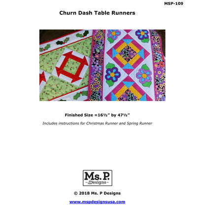 Churn Dash Table Runners MSP-109e - Downloadable Pattern