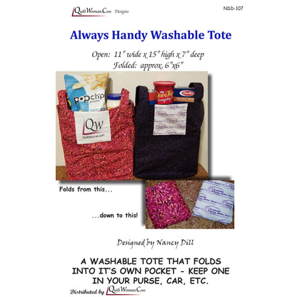 Always Handy Washable Tote NDD-107e - Downloadable Pattern