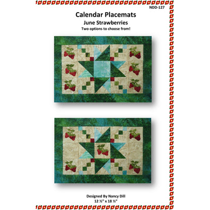 June Strawberries Placemats NDD-127e - Downloadable Pattern