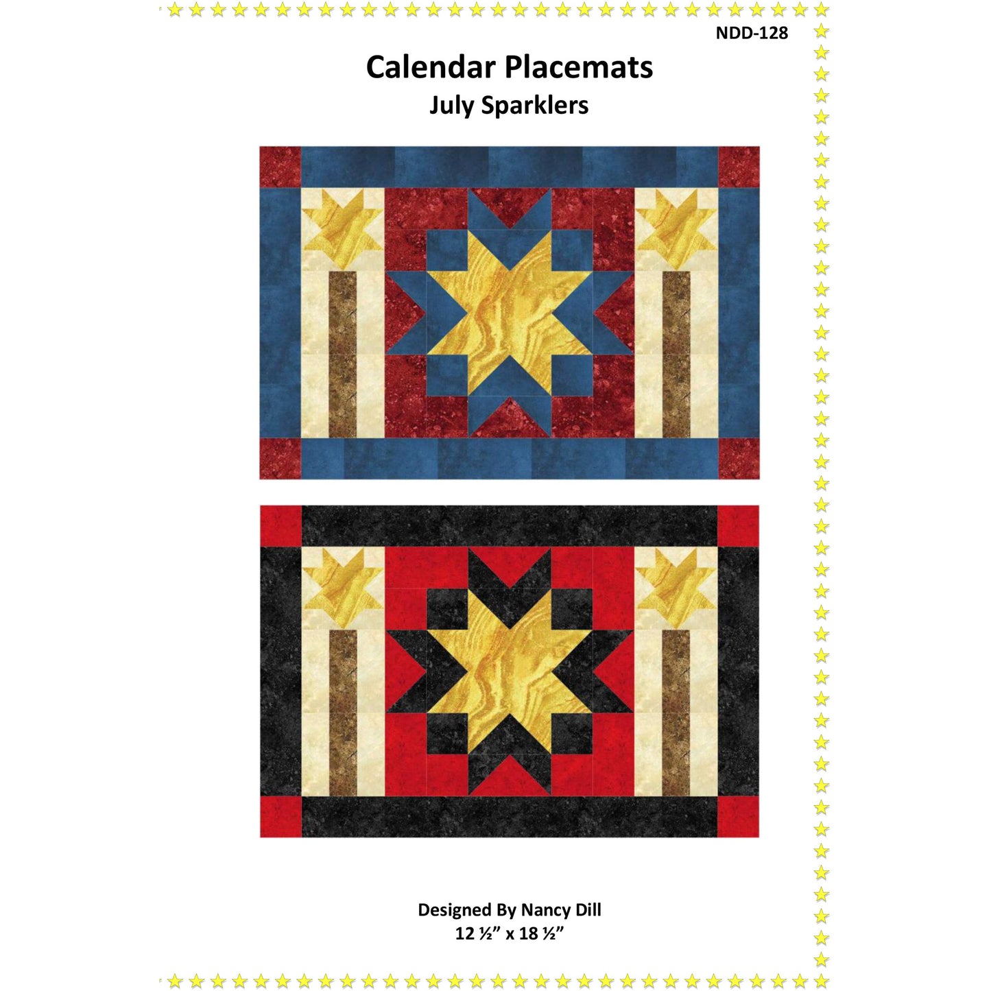 July Sparklers Placemats Pattern NDD-128 - Paper Pattern