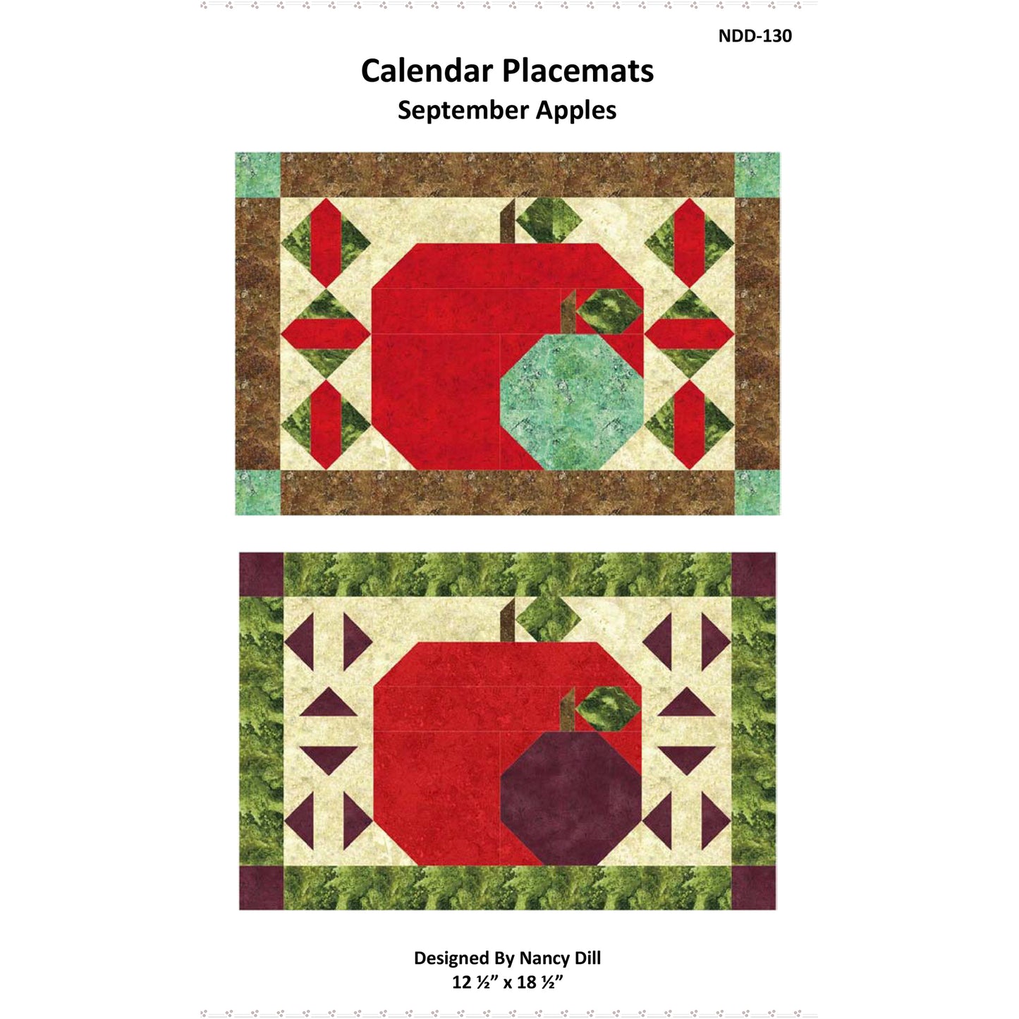 September Apples Placemats NDD-130e - Downloadable Pattern