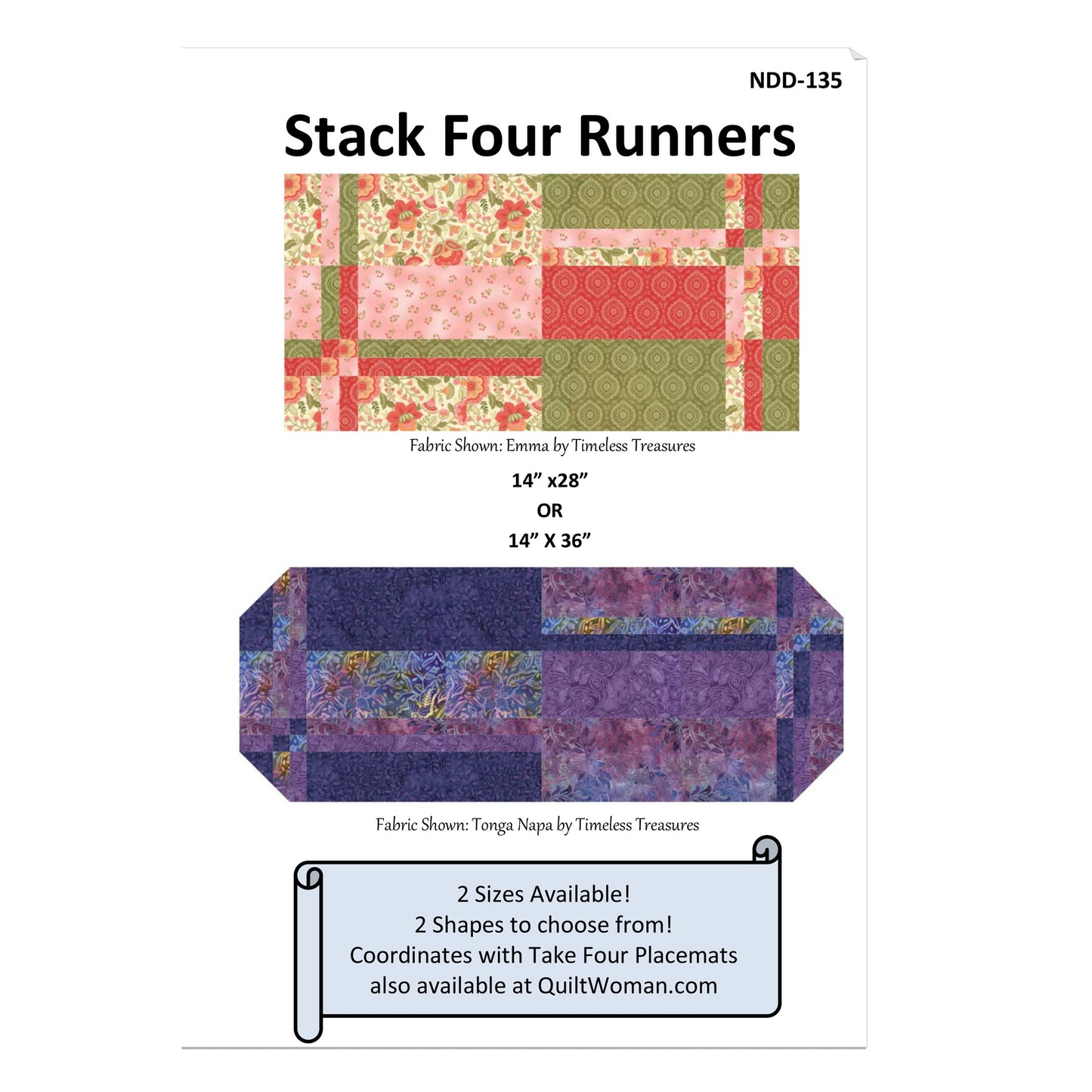 Stack Four Runners Pattern NDD-135 - Paper Pattern