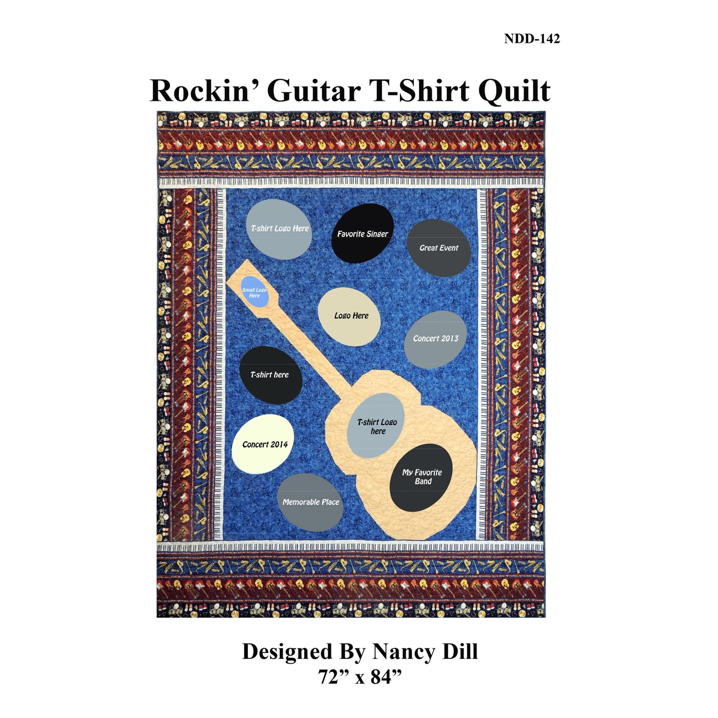 Rockin' Guitar T-Shirt Quilt NDD-142e - Downloadable Pattern