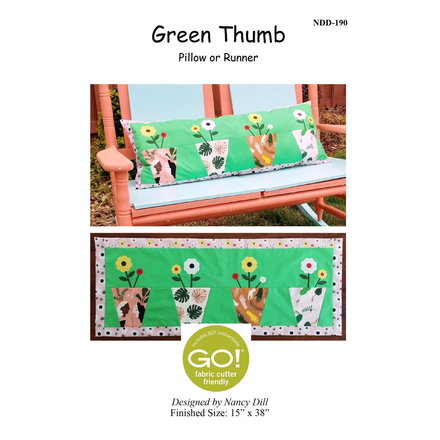 Green Thumb Pillow or Table Runner Pattern NDD-190 - Paper Pattern