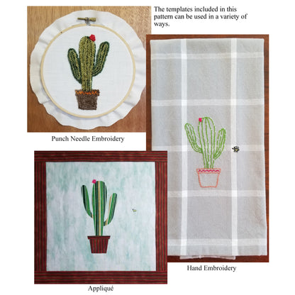 Desert Cactus Punch Needle/Hand Embroidery or Applique Design NDD-701 - Paper Pattern