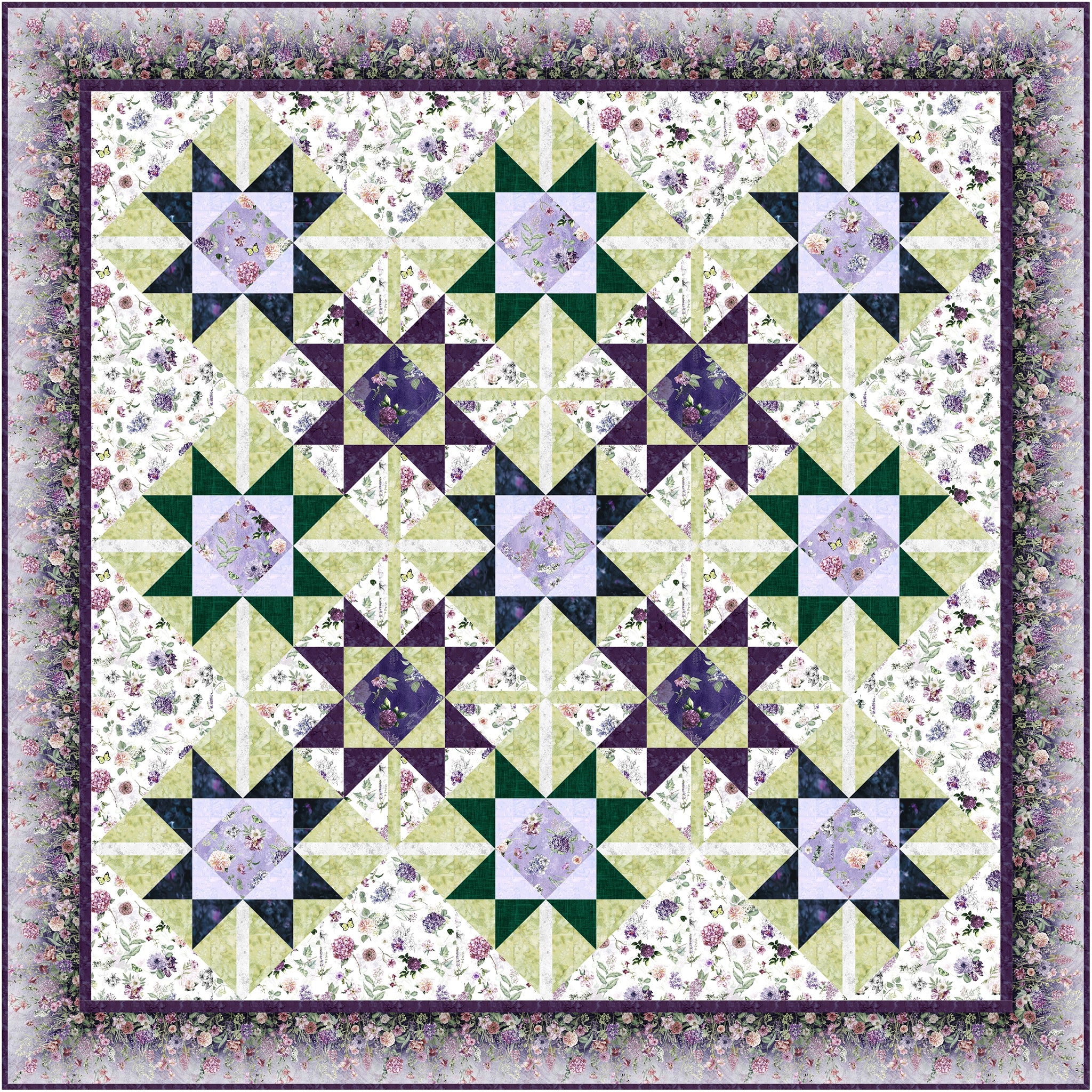 Botanic Quilt Botanical Stars Quilt NH-2357e - Downloadable Pattern – QuiltWoman.com