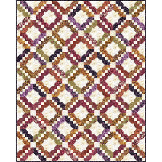 Quilt features neutral colored stars with colorful borders in diamonds all neutral or earthy colors. Really pretty. Could be masculine or bright if changing up the colors.