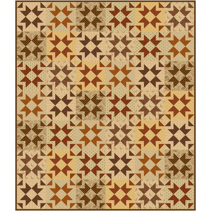 Interwoven stars dance across the quilt top, creating movement and visual interest while maintaining a comforting, balanced feel.