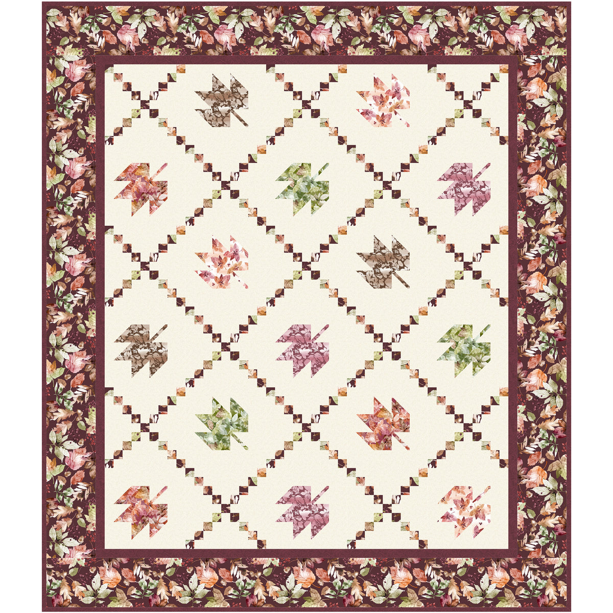 Rust Lced Rustled Leaves Quilt Pattern NH-2447e - Downloadable Pattern ...