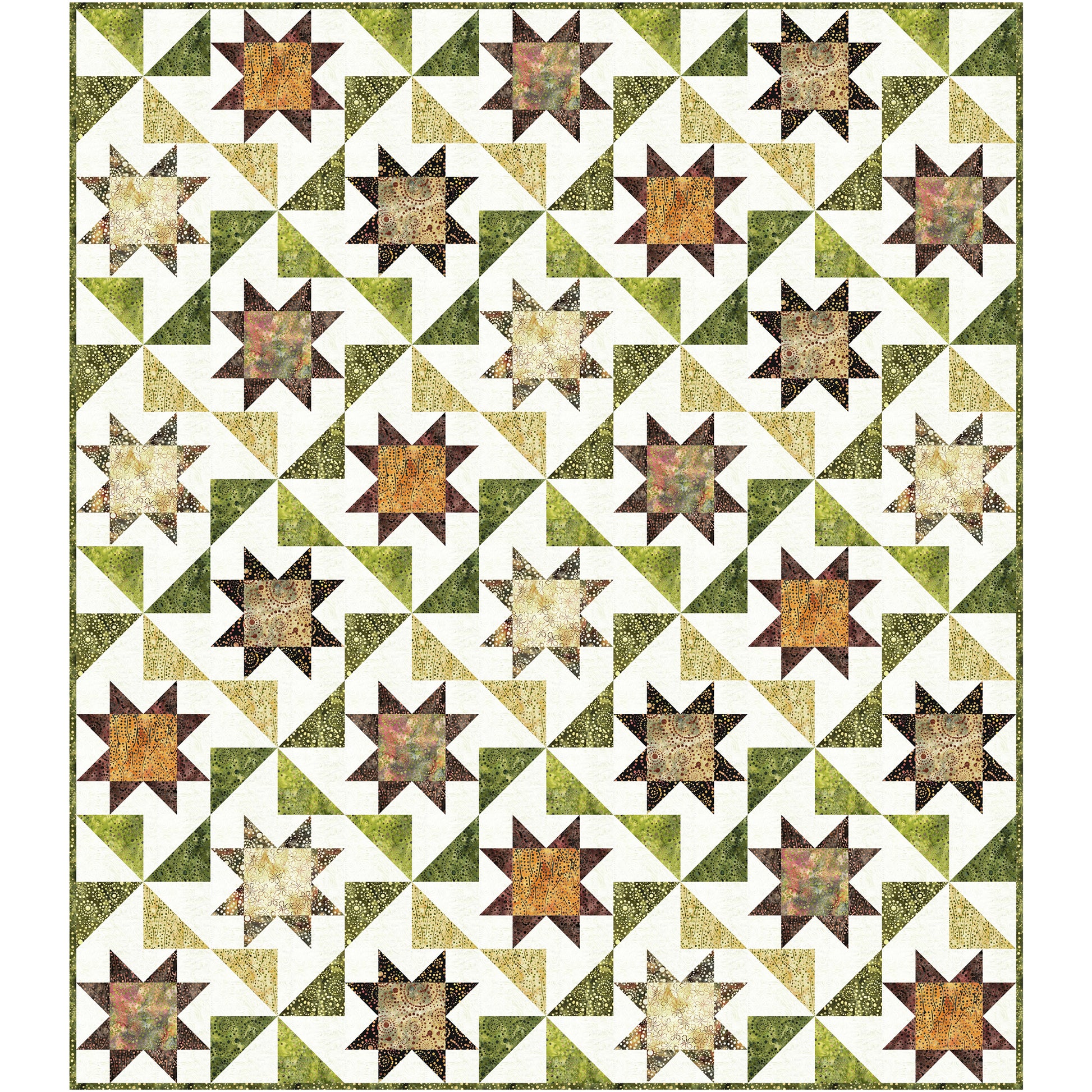 Autumn Fanfare is a joyful quilt that brings the energy of the season to life with a playful mix of stars and pinwheels. The pattern feels both vibrant and warmly grounded.