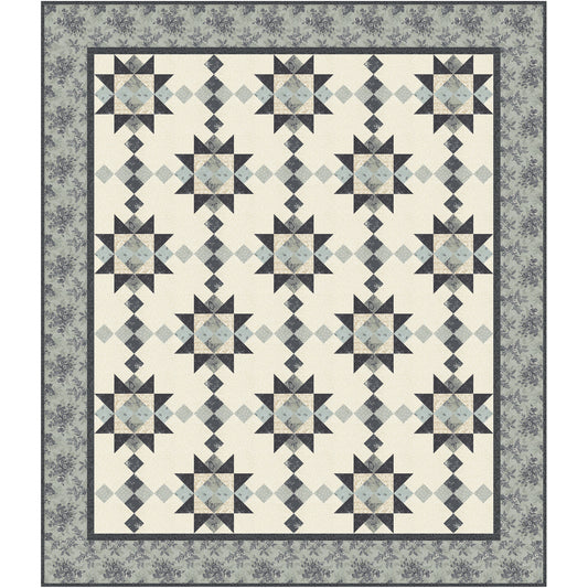 Breathtaking Stars is a striking quilt that features an interesting interweave of blocks, creating movement and visual depth across the quilt top. The quilt highlights rich, soothing blue tones that range from soft and subtle to bold and dramatic.