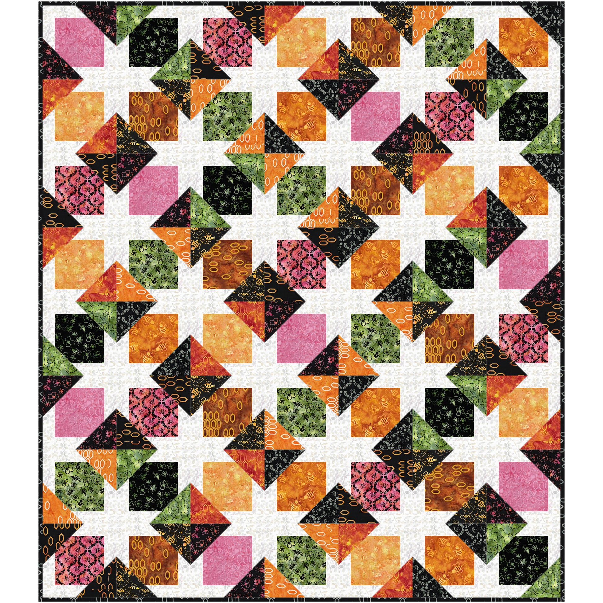 The combination of bold stars and geometric blocks creates a quilt that is both eye-catching.