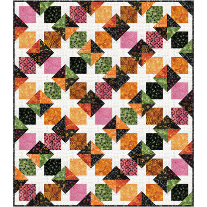 The combination of bold stars and geometric blocks creates a quilt that is both eye-catching.
