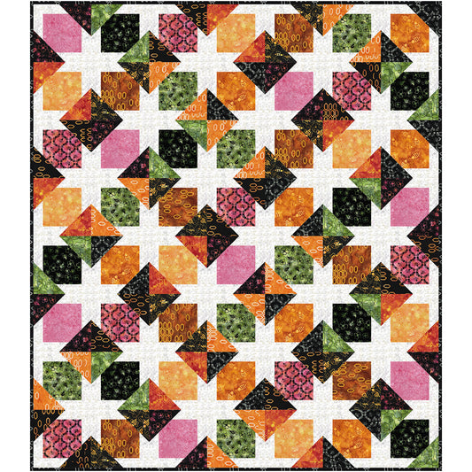 The combination of bold stars and geometric blocks creates a quilt that is both eye-catching.