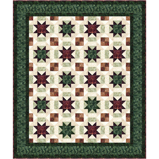 Christmas Stars is a rich and festive quilt that captures the warmth and glow of the holiday season. Fun, eye-catching star blocks sparkle across the quilt top, adding movement and joyful energy to the design.
