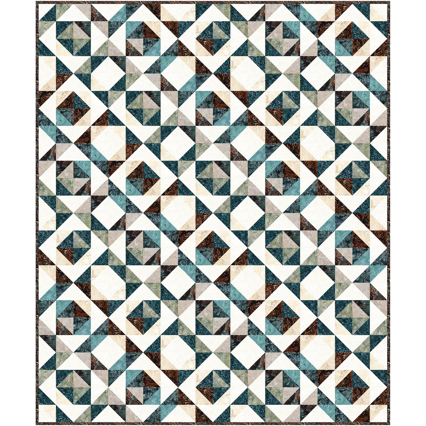 Stone and Stream is a grounded, nature-inspired quilt that reflects the quiet strength and movement found in the natural world - like water weaving its way around smooth river stones.