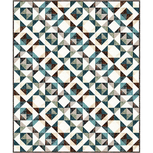 Stone and Stream is a grounded, nature-inspired quilt that reflects the quiet strength and movement found in the natural world - like water weaving its way around smooth river stones.