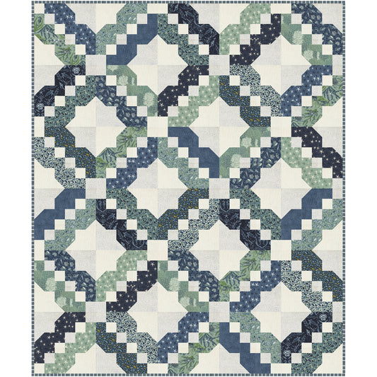 Take a relaxing stroll along the shore with Seaside Trail, a striking quilt that creates the illusion of winding coastal pathways framed by crisp star-like openings. Interlocking curves, soft angles, and sparkling secondary designs give this quilt beautiful movement.