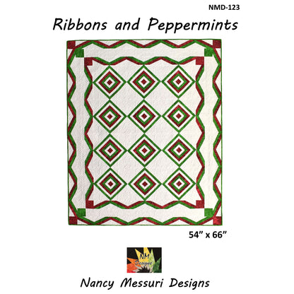 Cover image of pattern for Ribbons and Peppermints quilt.
