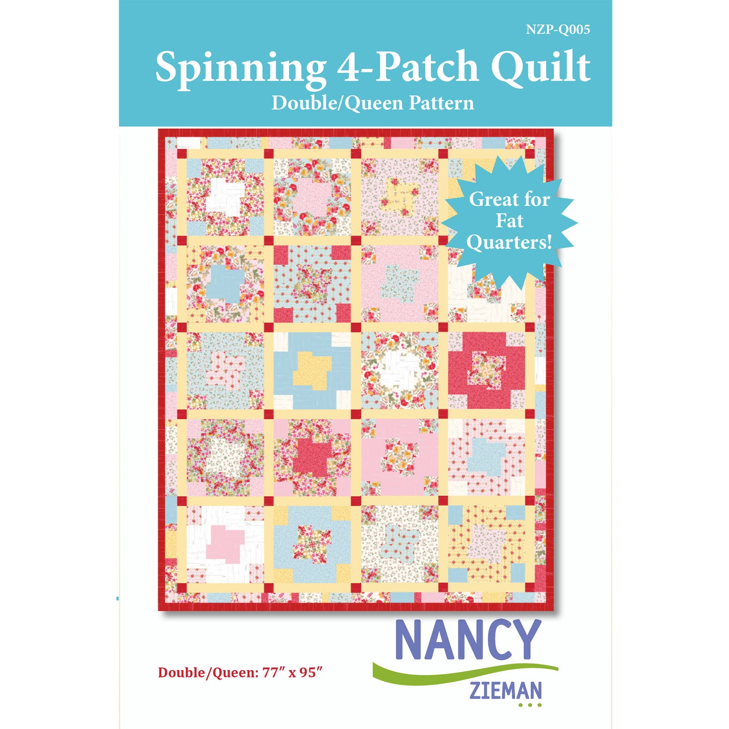 Spinning 4-Patch Quilt Pattern NZP-Q005 - Paper Pattern