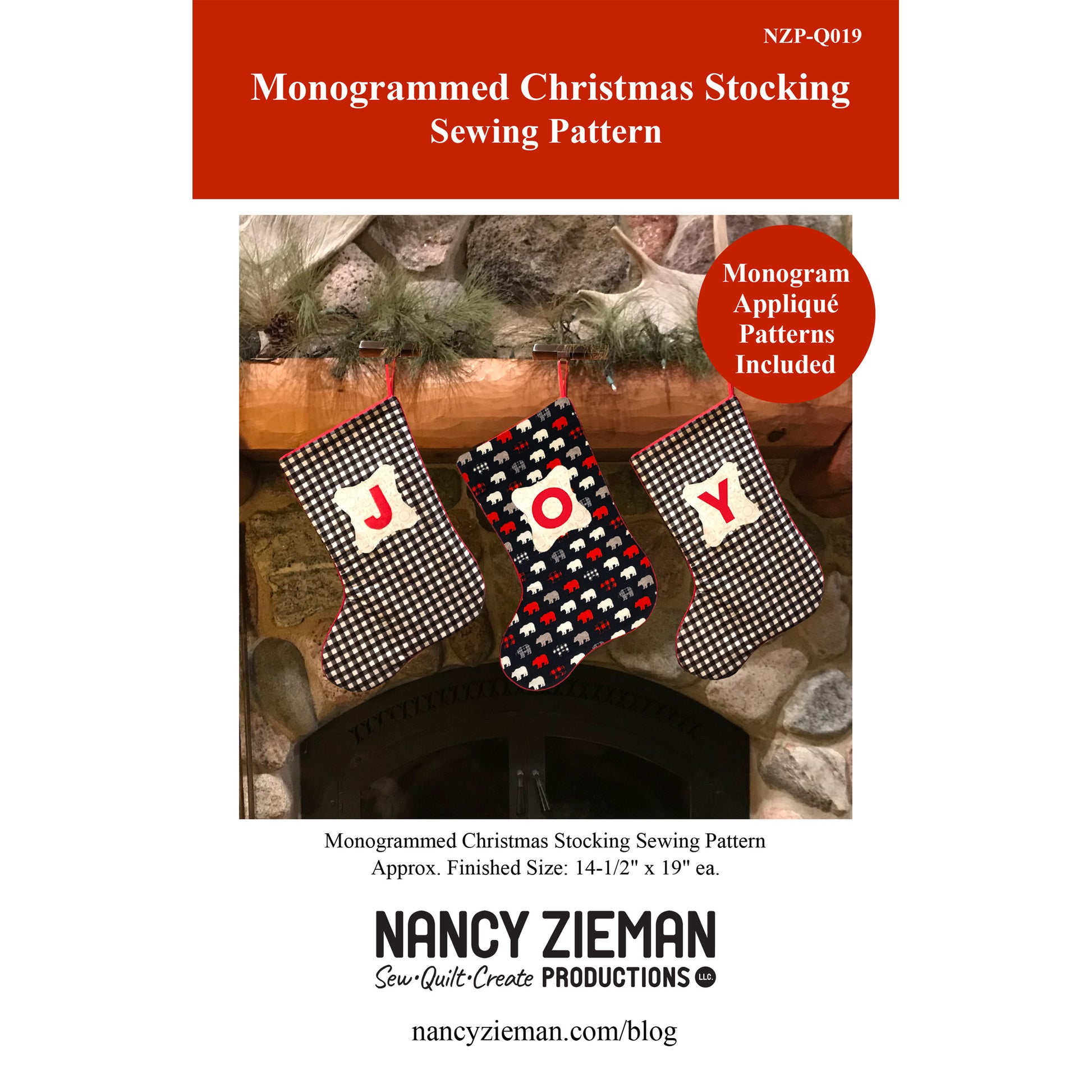 Monogrammed Christmas Stocking Sewing pattern cover