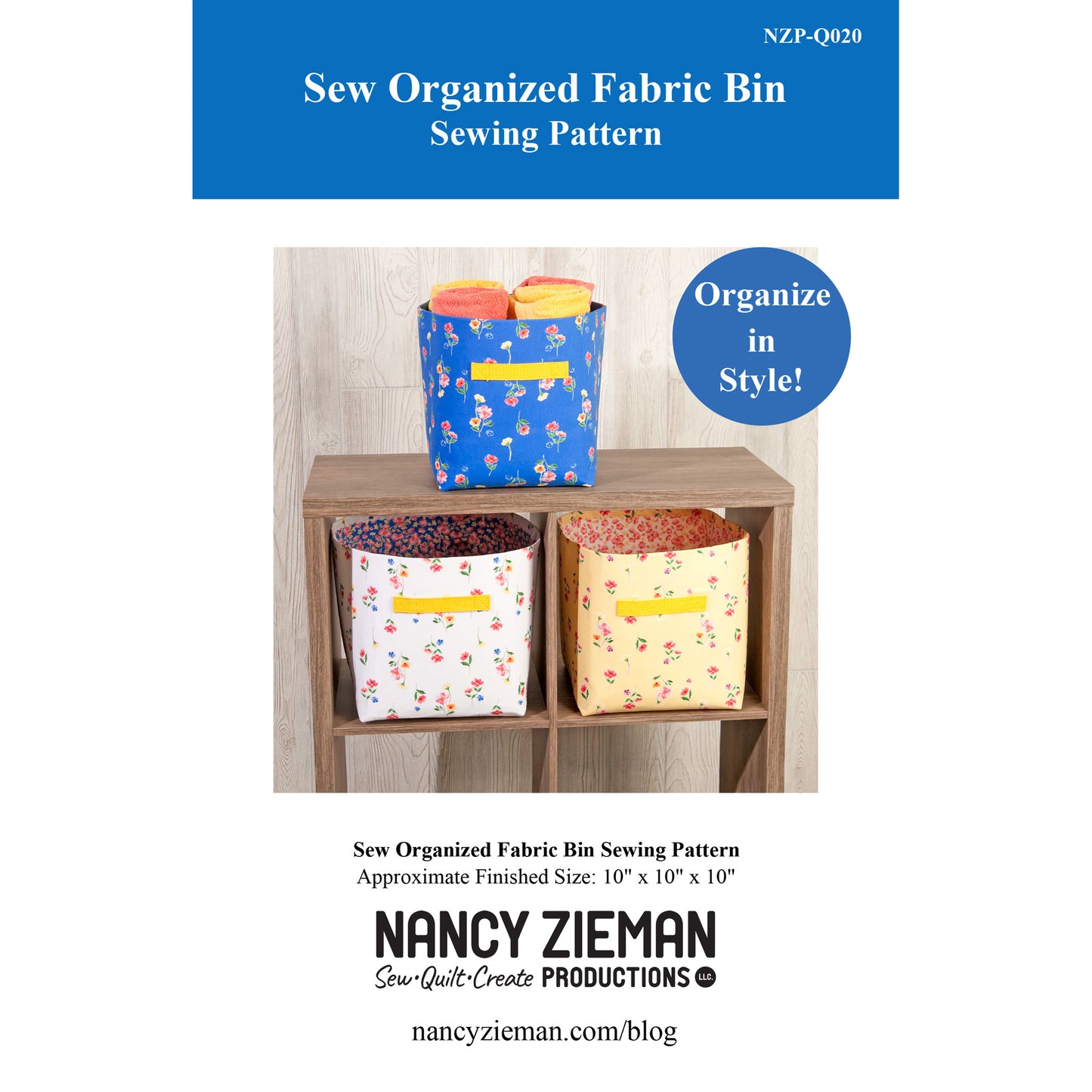 Sew Organized Fabric Bin Sewing Pattern NZP-Q020w  - Wholesale Product