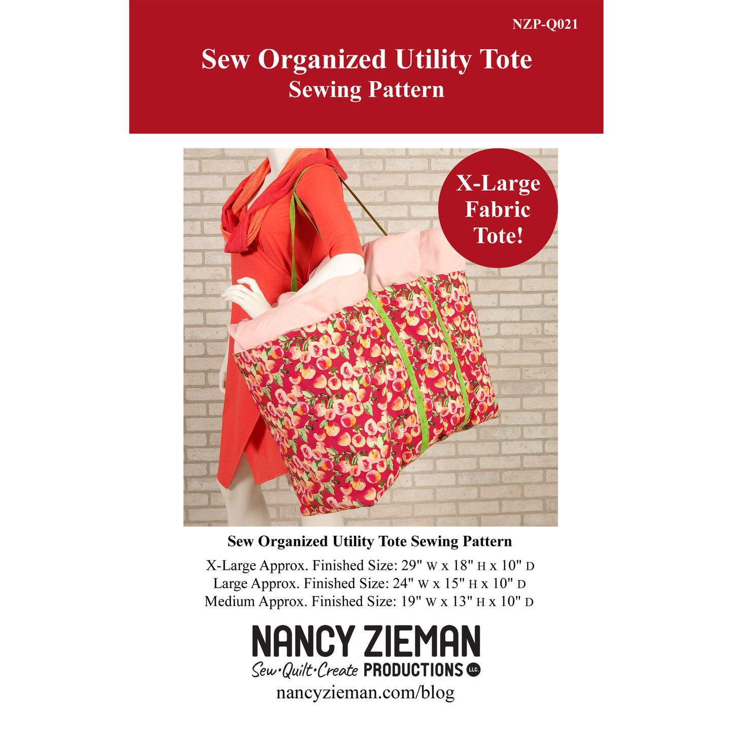 Sew Organized Utility Tote Sewing NZP-Q021e - Downloadable Pattern