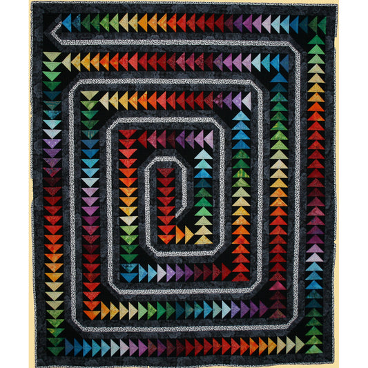 Fun maze of colorful flying geese (triangles) that start in the middle and go around in circles until they come to the end.