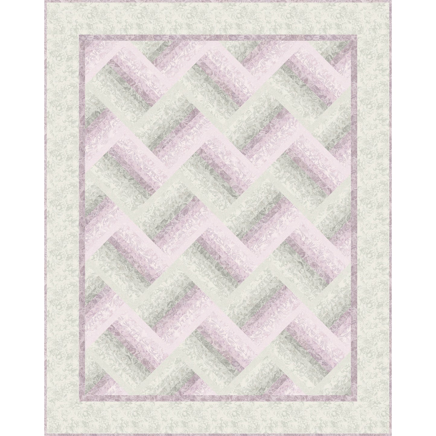 Quilt with a geometric pattern on a light green background