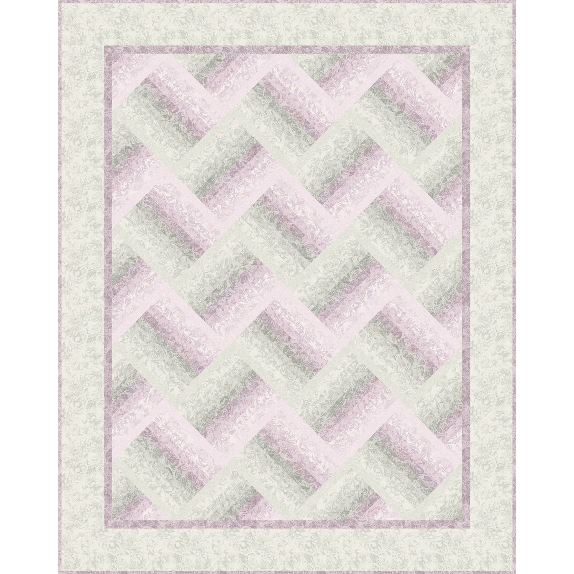 Quilt with a geometric pattern on a light green background