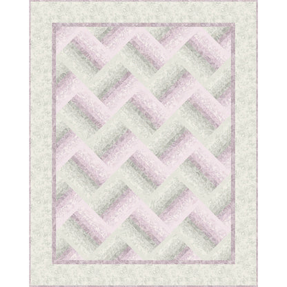 Quilt with a geometric pattern on a light green background