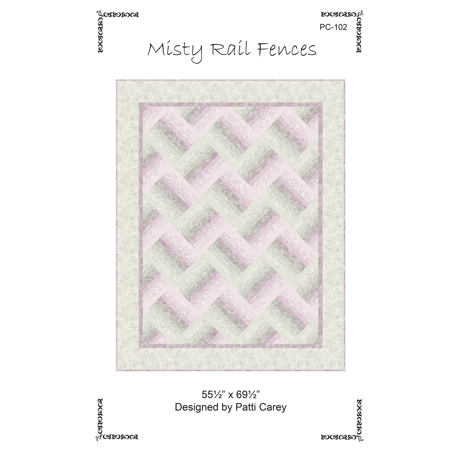 Image of the cover for the Misty Rail Fences quilt pattern by Patti Carey.