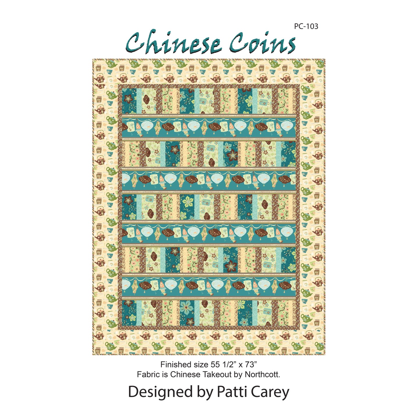 Image of the cover of the Chinese Coins quilt pattern by Patti Carey.