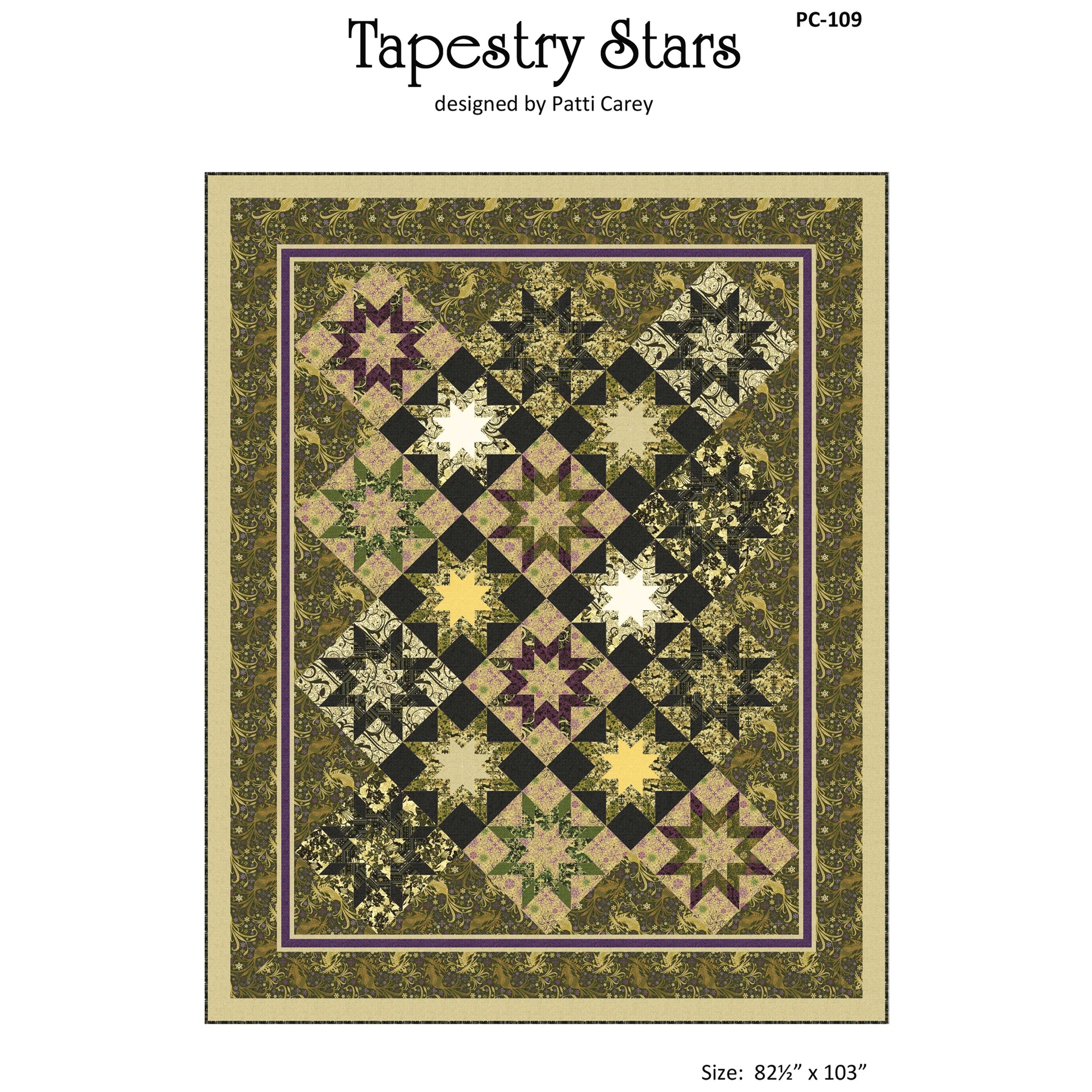 Cover image of pattern for Tapestry Stars quilt.