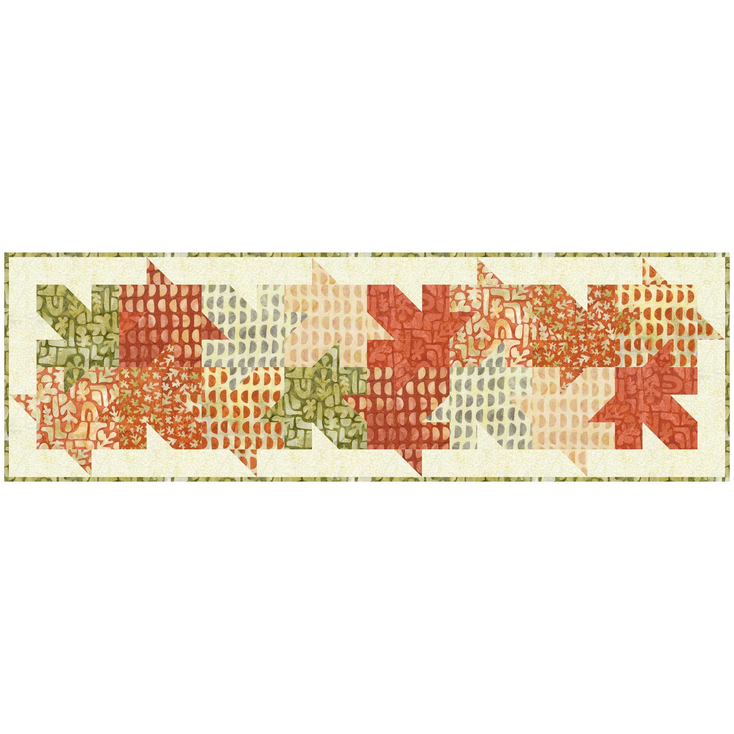 Tessellating leaf runner. Beautiful how all the textured fabric leaves look like they're falling or landed in a pretty pile on this runner.