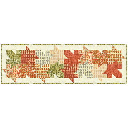 Tessellating leaf runner. Beautiful how all the textured fabric leaves look like they're falling or landed in a pretty pile on this runner.