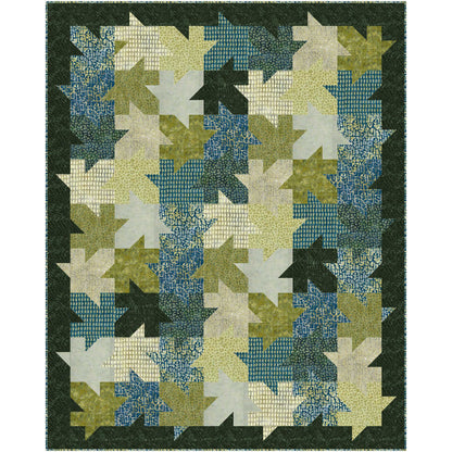Tessellating leaf quilt. Beautiful how all the textured fabric leaves look like they're falling or landed in a pretty pile on this quilt.