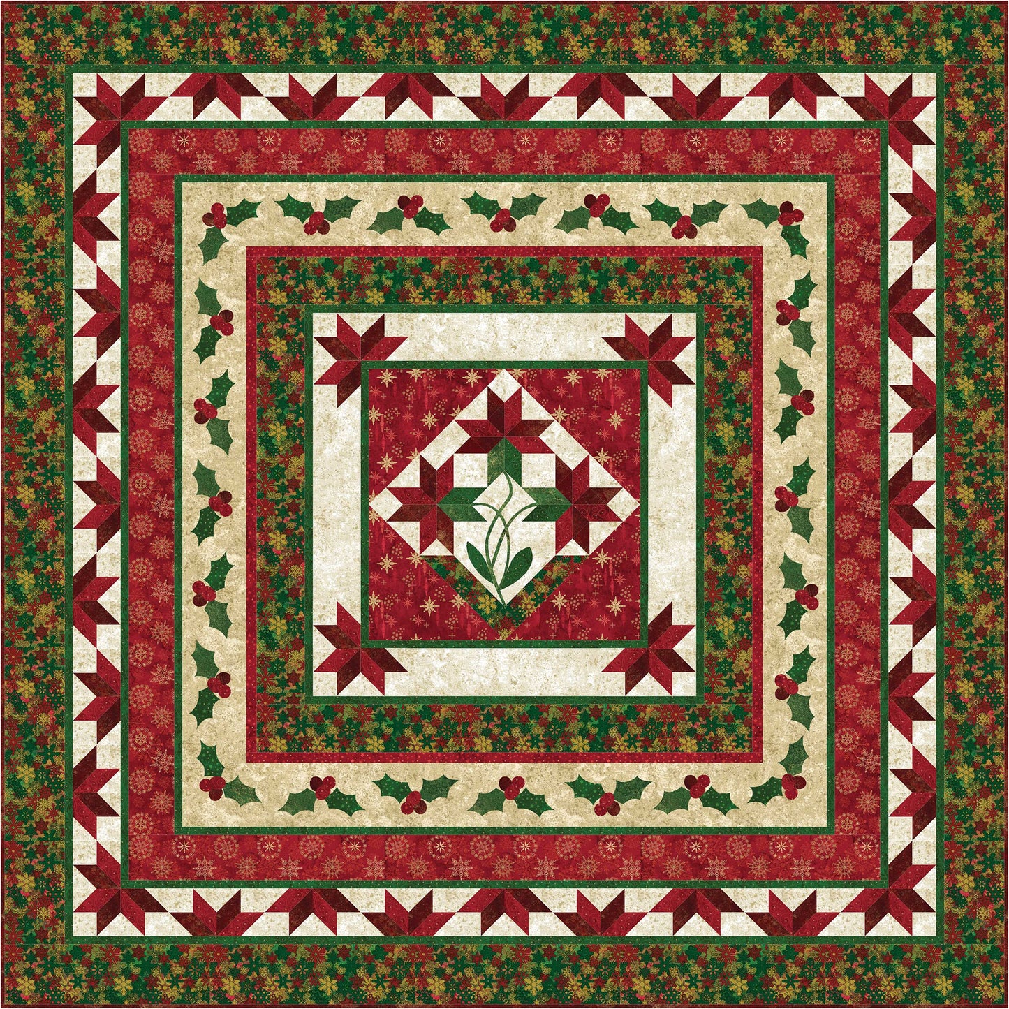 Poinsettia Medallion Quilt Pattern PC-144 - Paper Pattern