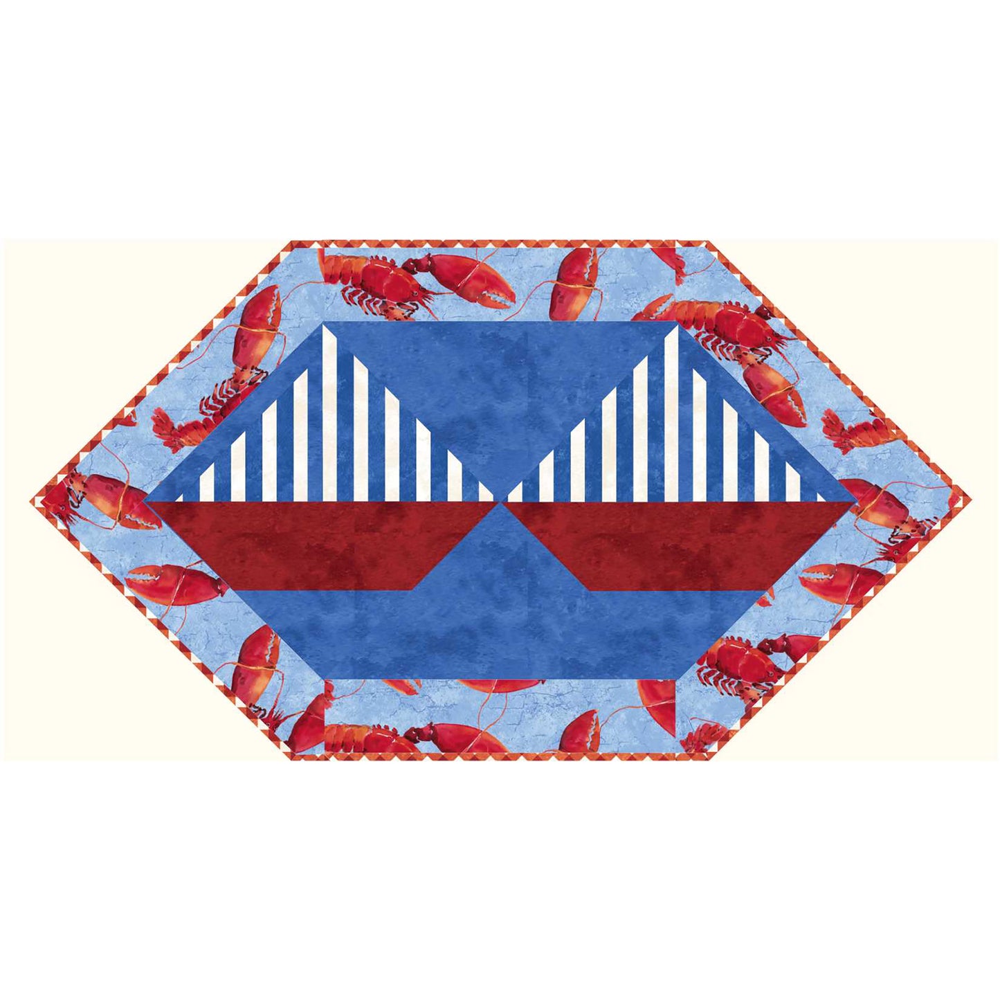 Placemat with two boats and nautical outside fabric border.