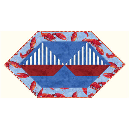 Placemat with two boats and nautical outside fabric border.