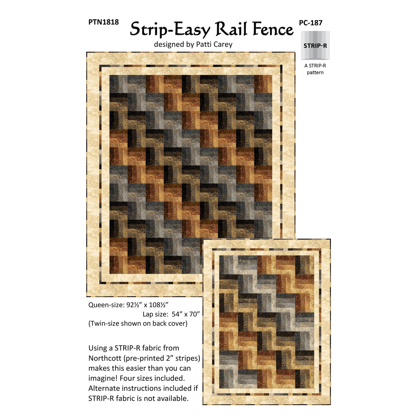 Strip-Easy Rail Fence Quilt PC-187e - Downloadable Pattern
