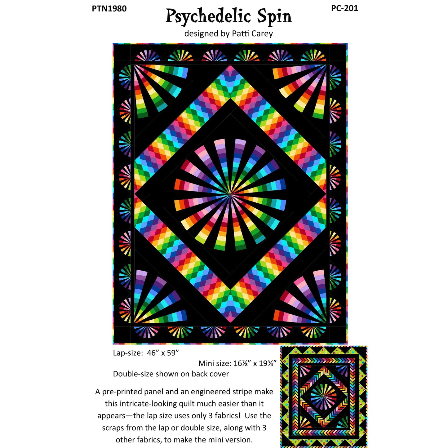 Psychedelic Spin Quilt PC-201e - Downloadable Pattern