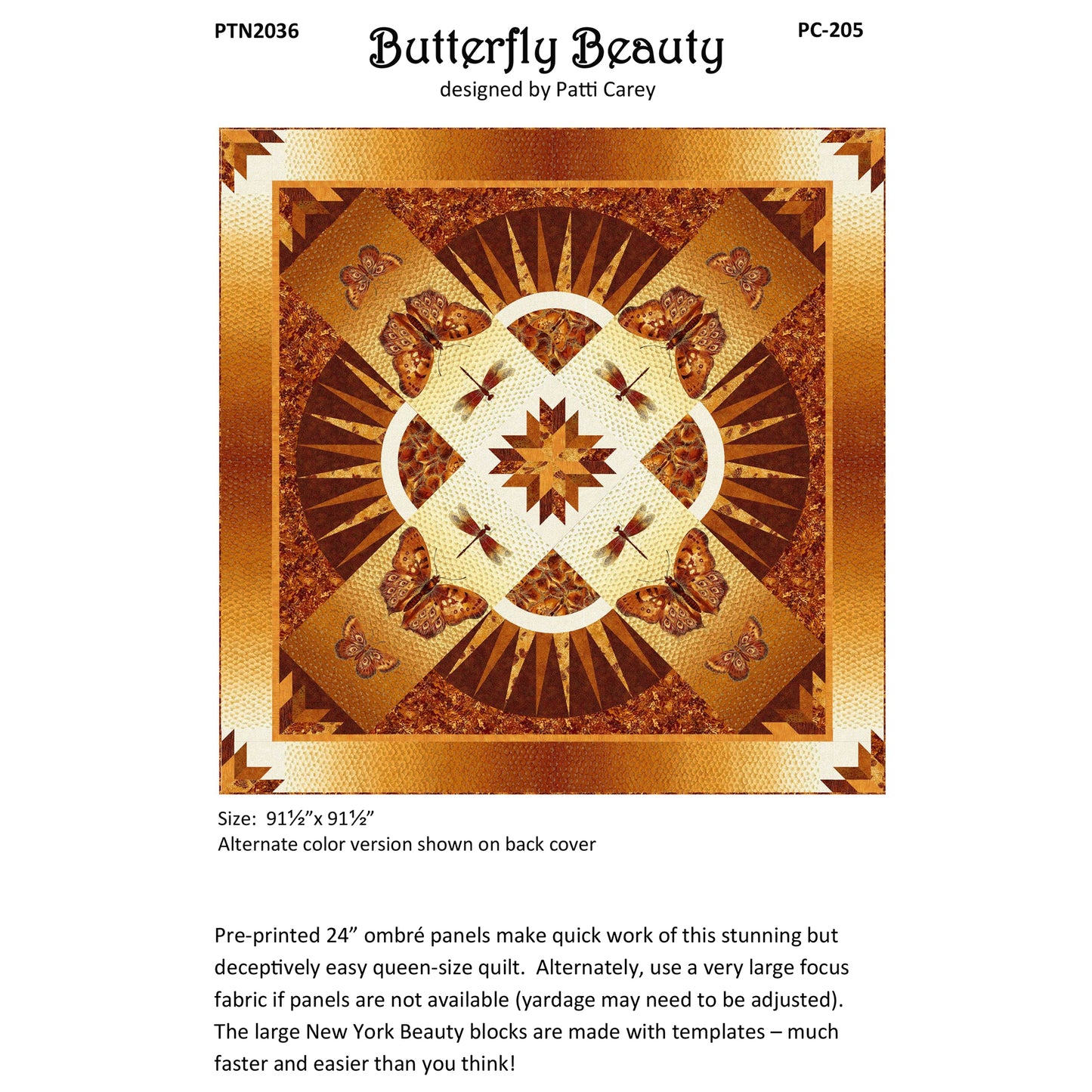 Butterfly Beauty Quilt Pattern PC-205 - Paper Pattern