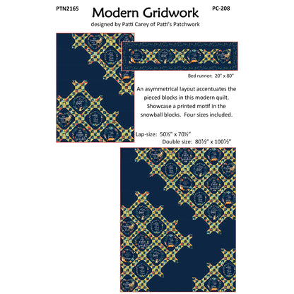 Modern Gridwork Quilt Pattern PC-208 - Paper Pattern