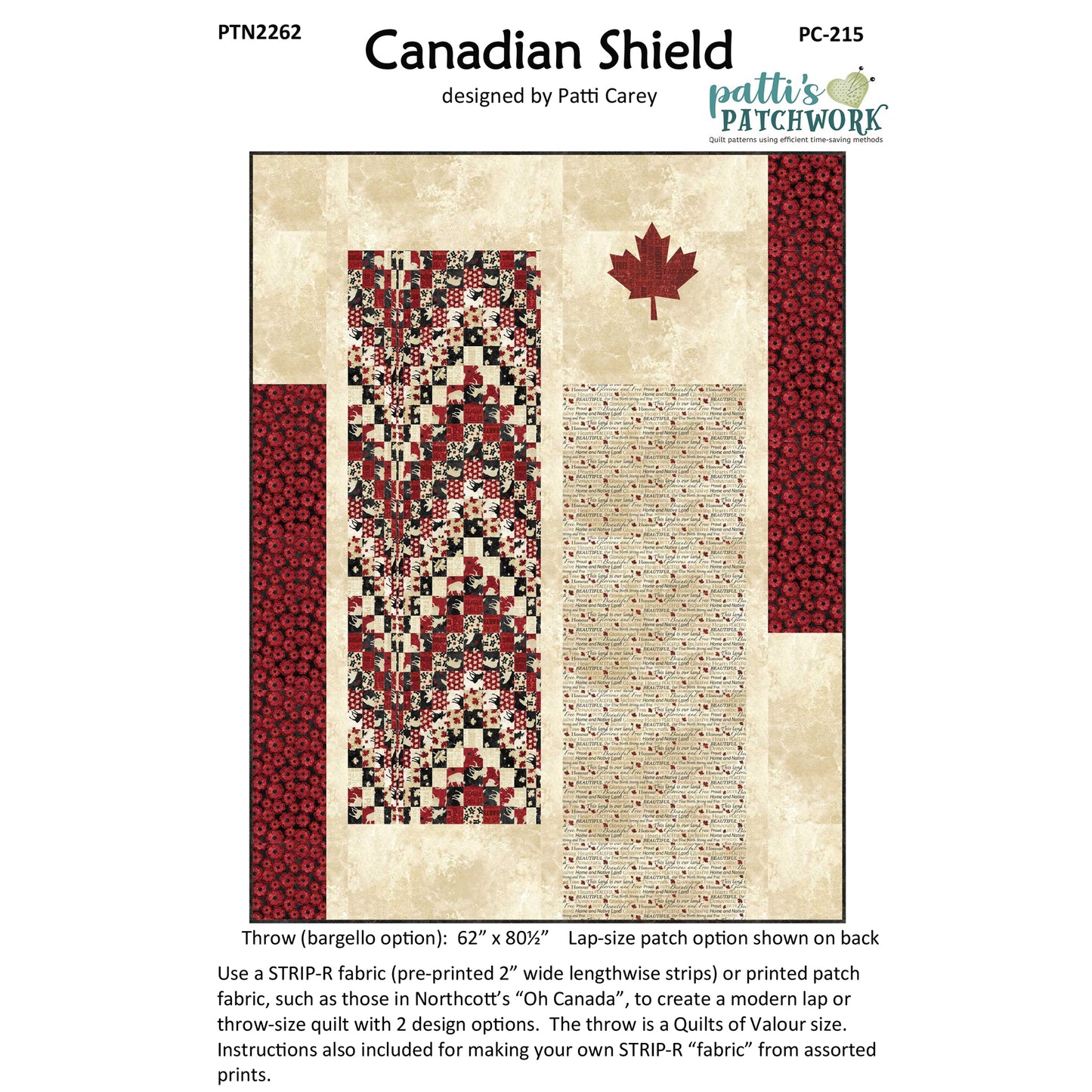 Canadian Shield Quilt Pattern PC-215 - Paper Pattern