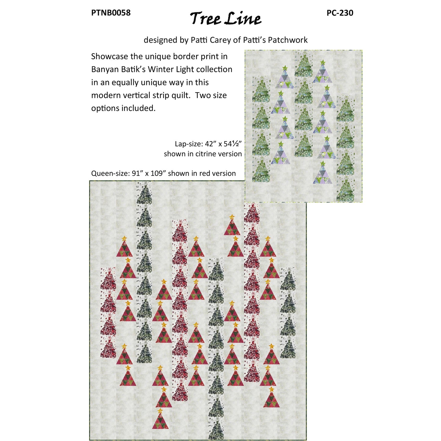 Tree Line Quilt Pattern PC-230 - Paper Pattern