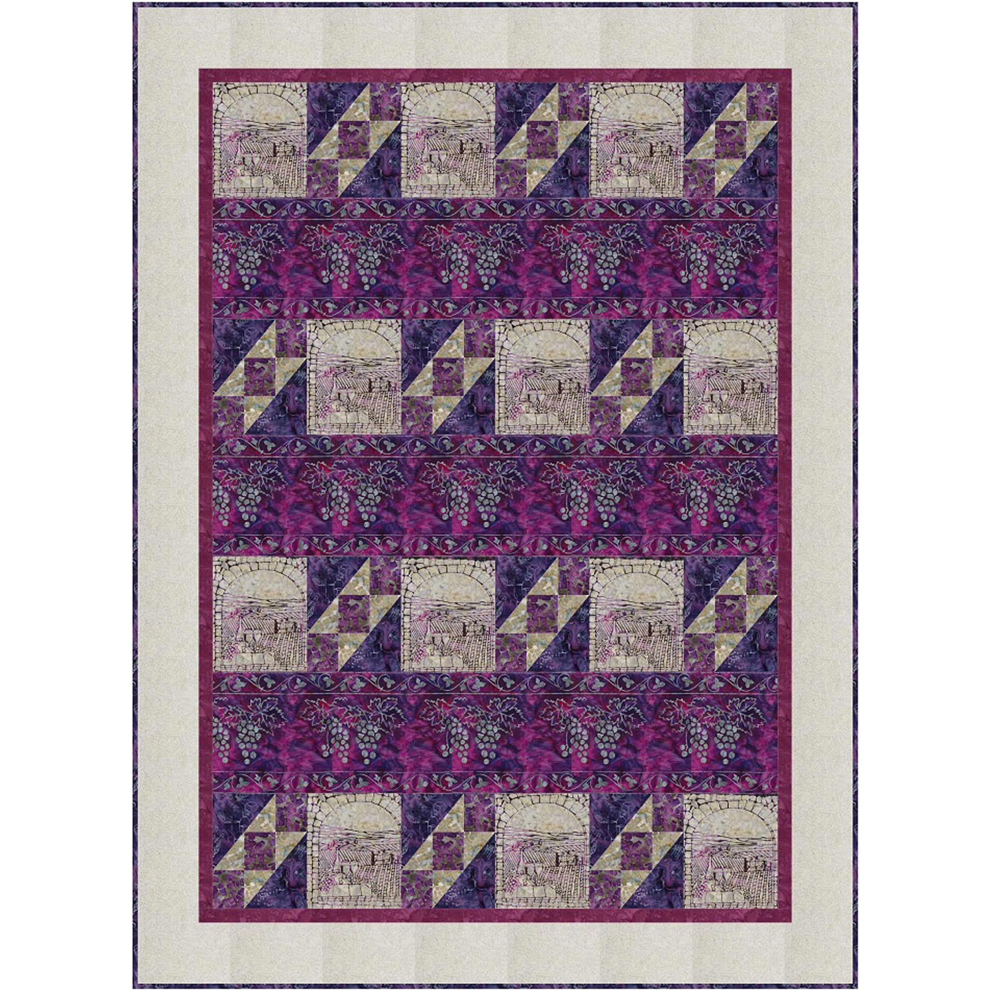 Quilt with geometric pattern on a white background