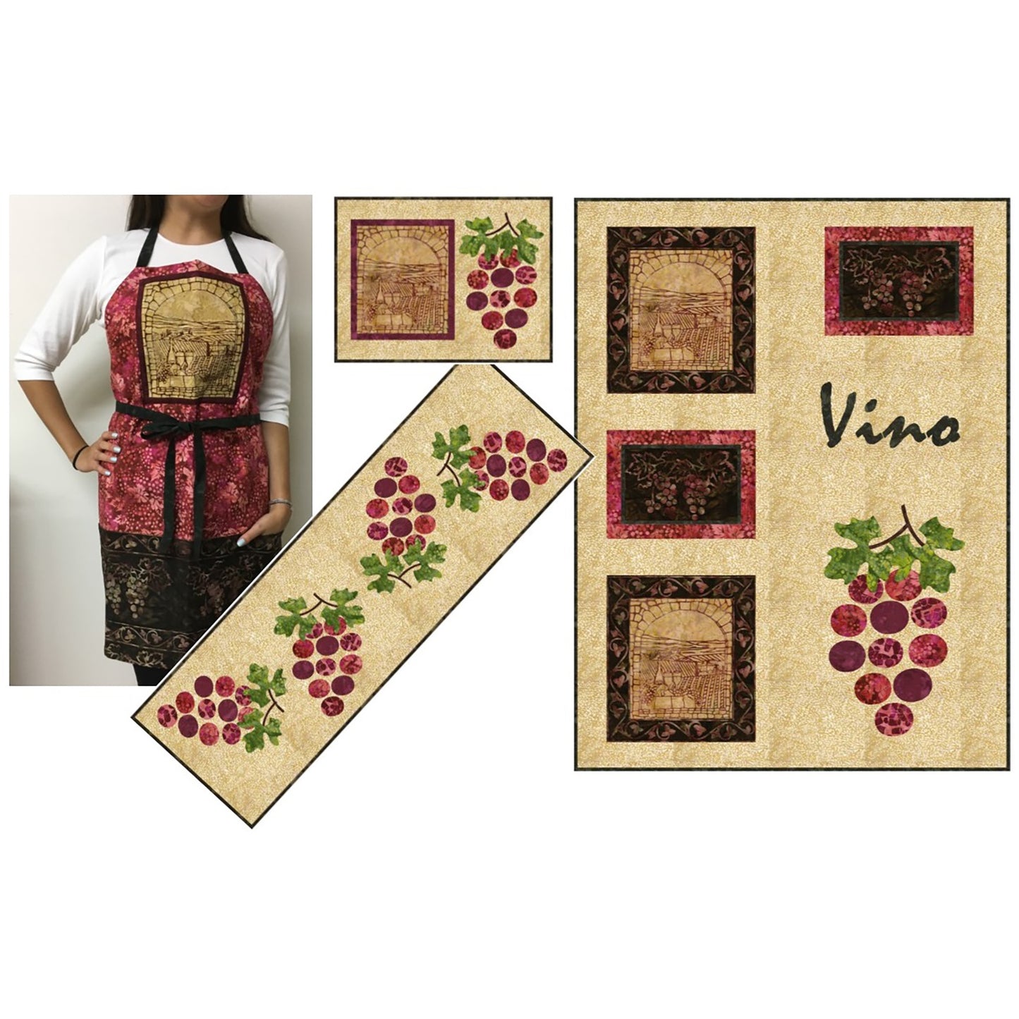 Wine Tour Table Set and Apron Pattern PC-248 - Paper Pattern