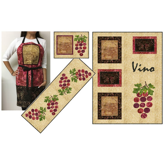 Wine Tour Table Set and Apron Pattern PC-248 - Paper Pattern